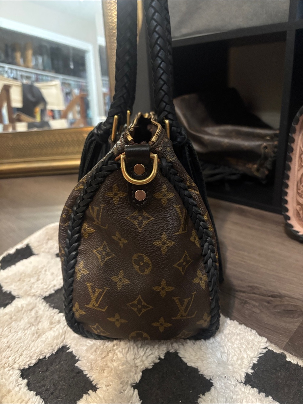 Louis Vuitton Brown Monogram Braided Handle Tassel Shoulder Bag - Picture 2 of 3